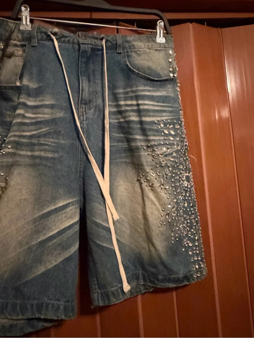 Vale Forever Sirens Jorts 'Blue' Rhinestone Cotton Denim Shorts Men's Size 32